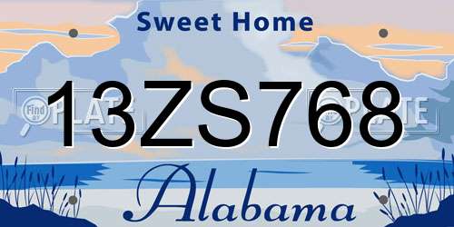 13ZS768 Alabama License Plate