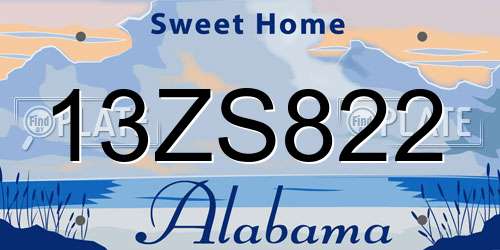 13ZS822 Alabama License Plate