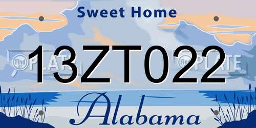 13ZT022 Alabama License Plate