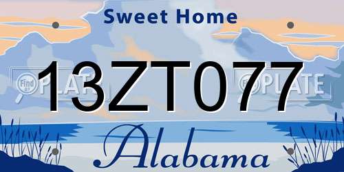 13ZT077 Alabama License Plate