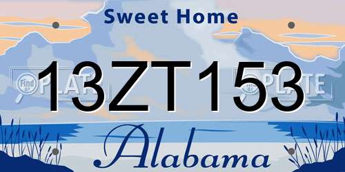 13ZT153 Alabama License Plate