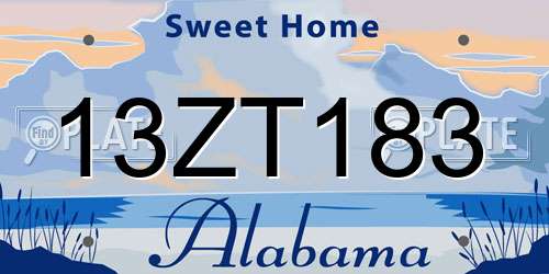 13ZT183 Alabama License Plate