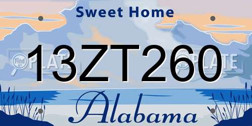 13ZT260 Alabama License Plate