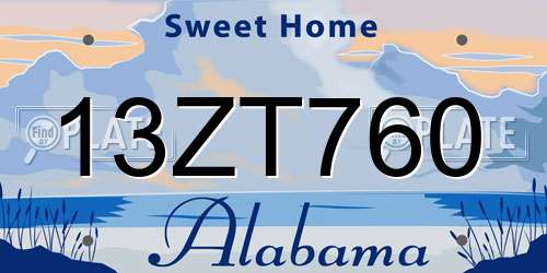 13ZT760 Alabama License Plate