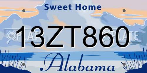 13ZT860 Alabama License Plate