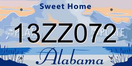 13ZZ072 Alabama License Plate