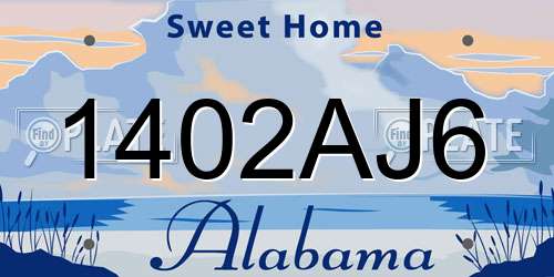 1402AJ6 Alabama License Plate