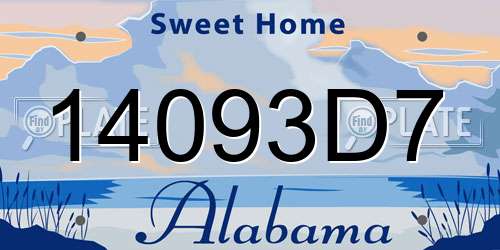 14093D7 Alabama License Plate