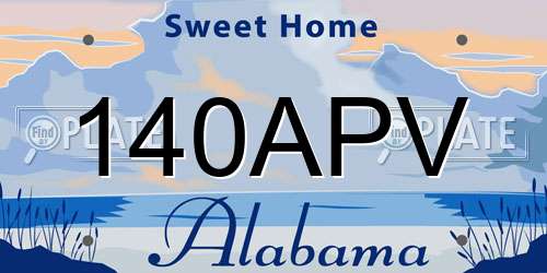 140APV Alabama License Plate