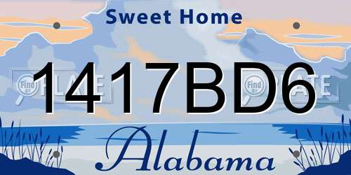 1417BD6 Alabama License Plate