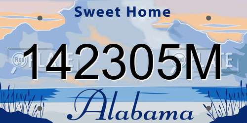 142305M Alabama License Plate