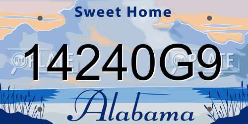 14240G9 Alabama License Plate