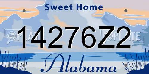 14276Z2 Alabama License Plate