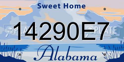 14290E7 Alabama License Plate