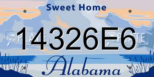 14326E6 Alabama License Plate