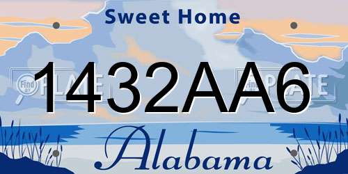 1432AA6 Alabama License Plate