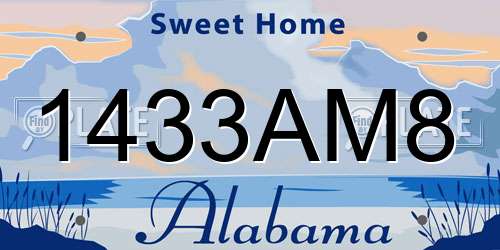 1433AM8 Alabama License Plate