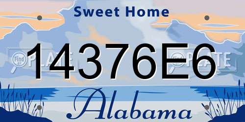 14376E6 Alabama License Plate