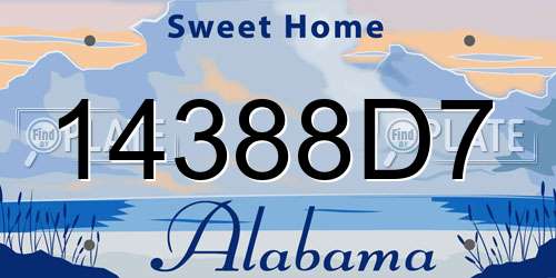 14388D7 Alabama License Plate