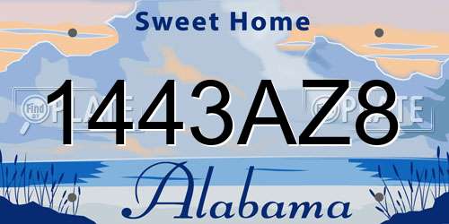 1443AZ8 Alabama License Plate