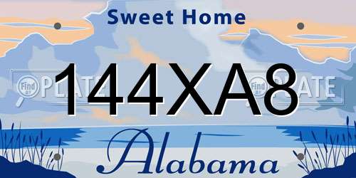 144XA8 Alabama License Plate
