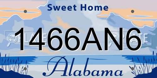 1466AN6 Alabama License Plate
