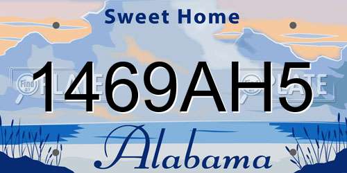 1469AH5 Alabama License Plate