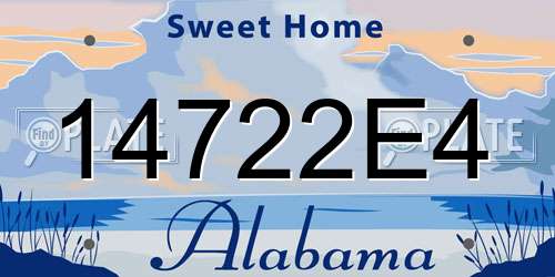 14722E4 Alabama License Plate
