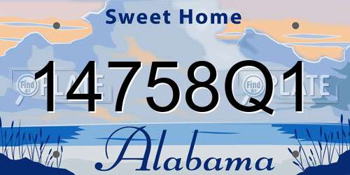 14758Q1 Alabama License Plate