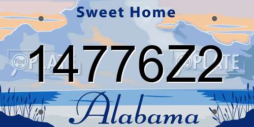 14776Z2 Alabama License Plate