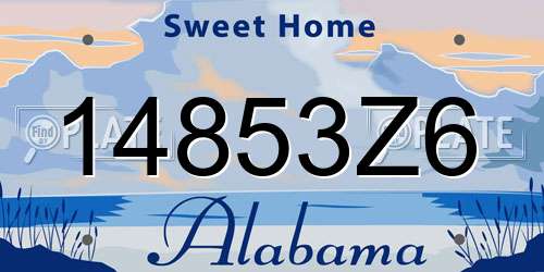 14853Z6 Alabama License Plate