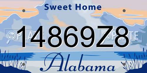 14869Z8 Alabama License Plate