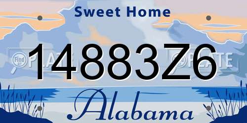 14883Z6 Alabama License Plate