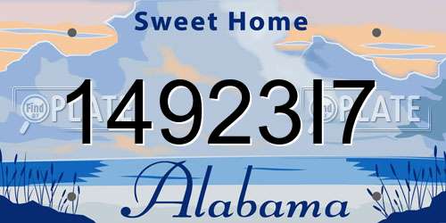 14923I7 Alabama License Plate