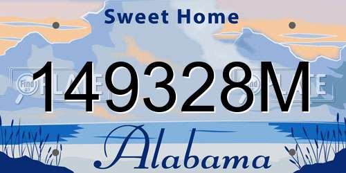 149328M Alabama License Plate