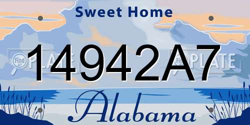 14942A7 Alabama License Plate