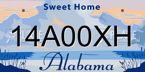 14A00XH Alabama License Plate