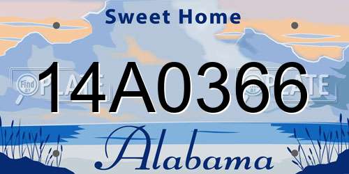 14A0366 Alabama License Plate