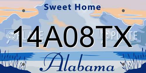 14A08TX Alabama License Plate