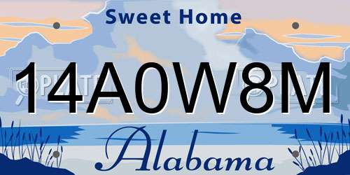 14A0W8M Alabama License Plate