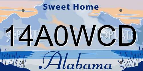 14A0WCD Alabama License Plate