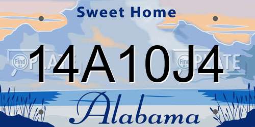 14A10J4 Alabama License Plate