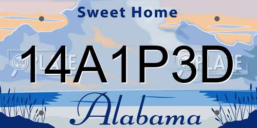 14A1P3D Alabama License Plate
