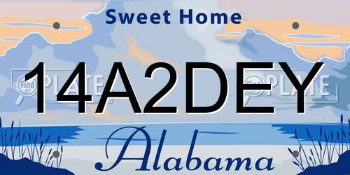 14A2DEY Alabama License Plate