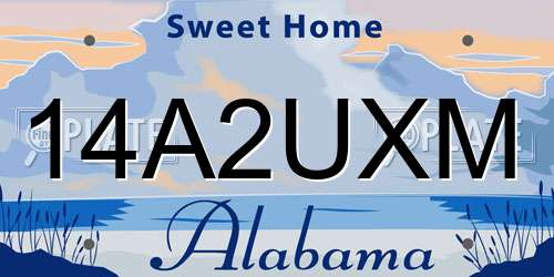 14A2UXM Alabama License Plate