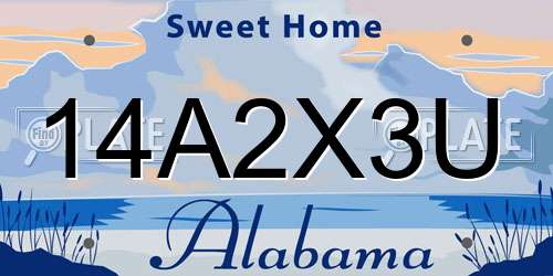 14A2X3U Alabama License Plate