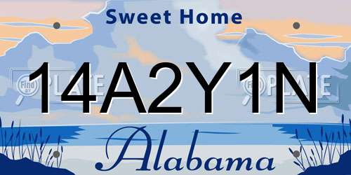 14A2Y1N Alabama License Plate