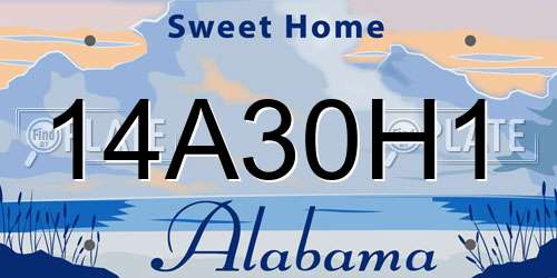 14A30H1 Alabama License Plate