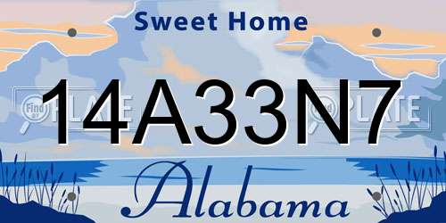 14A33N7 Alabama License Plate