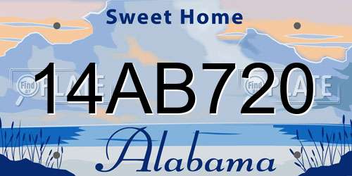 14AB720 Alabama License Plate